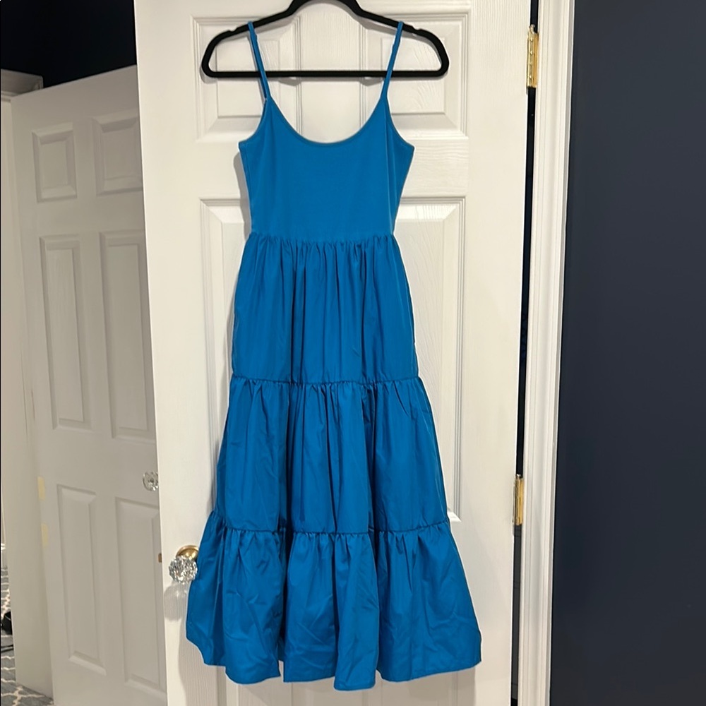 Lulu's Vibrant Blue Tiered Midi Dress